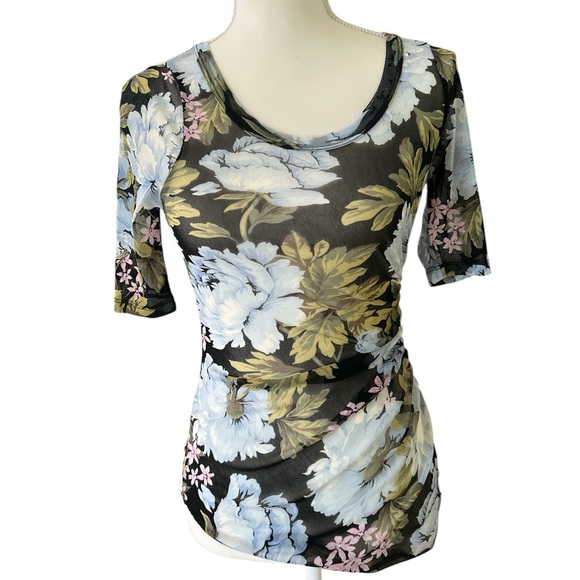 Karen Kane Black Floral Blouse - Picture 1 of 6